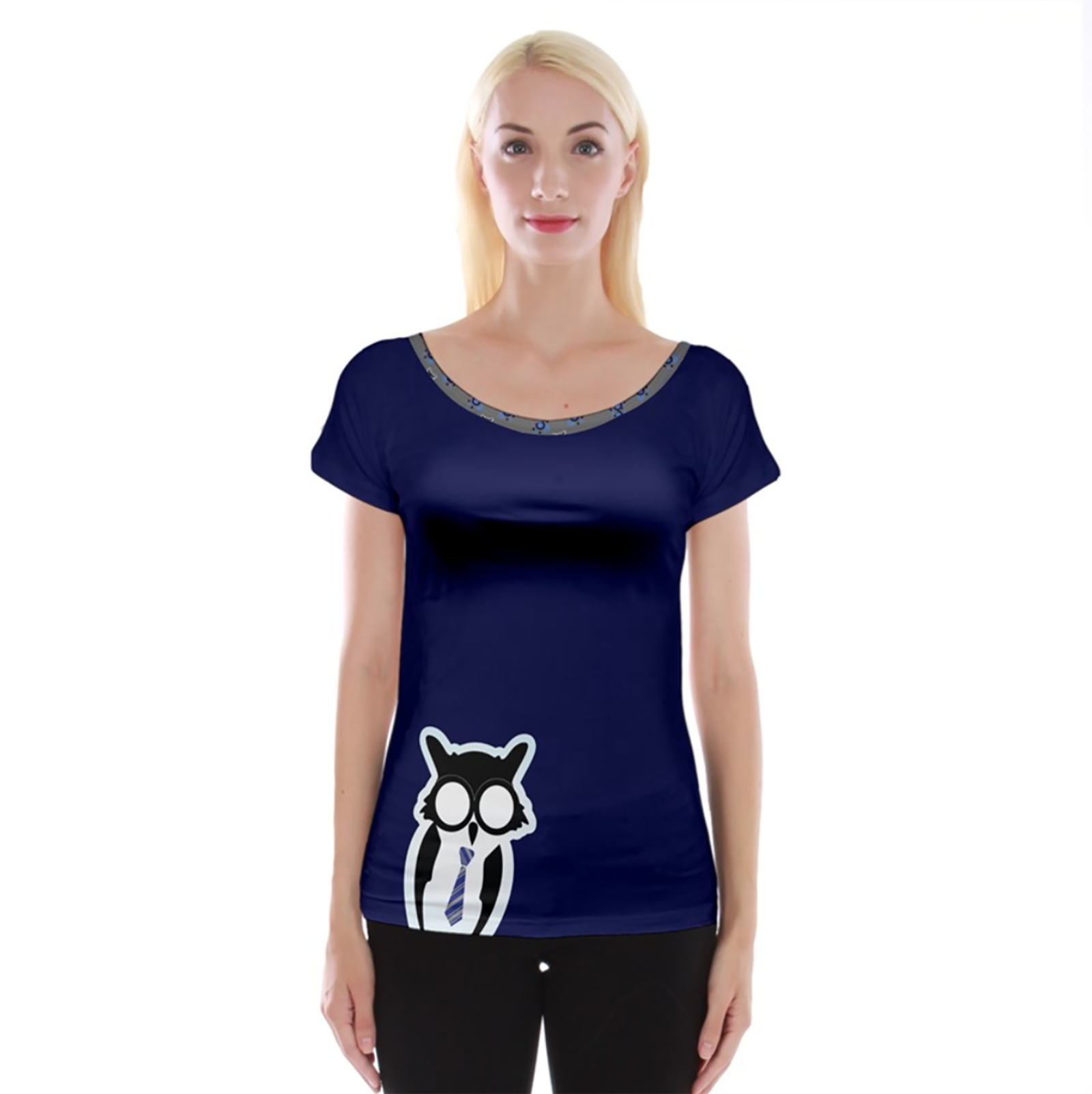 Blue/gray Owl Cap Sleeve Top - Inspired by Ravenclaw