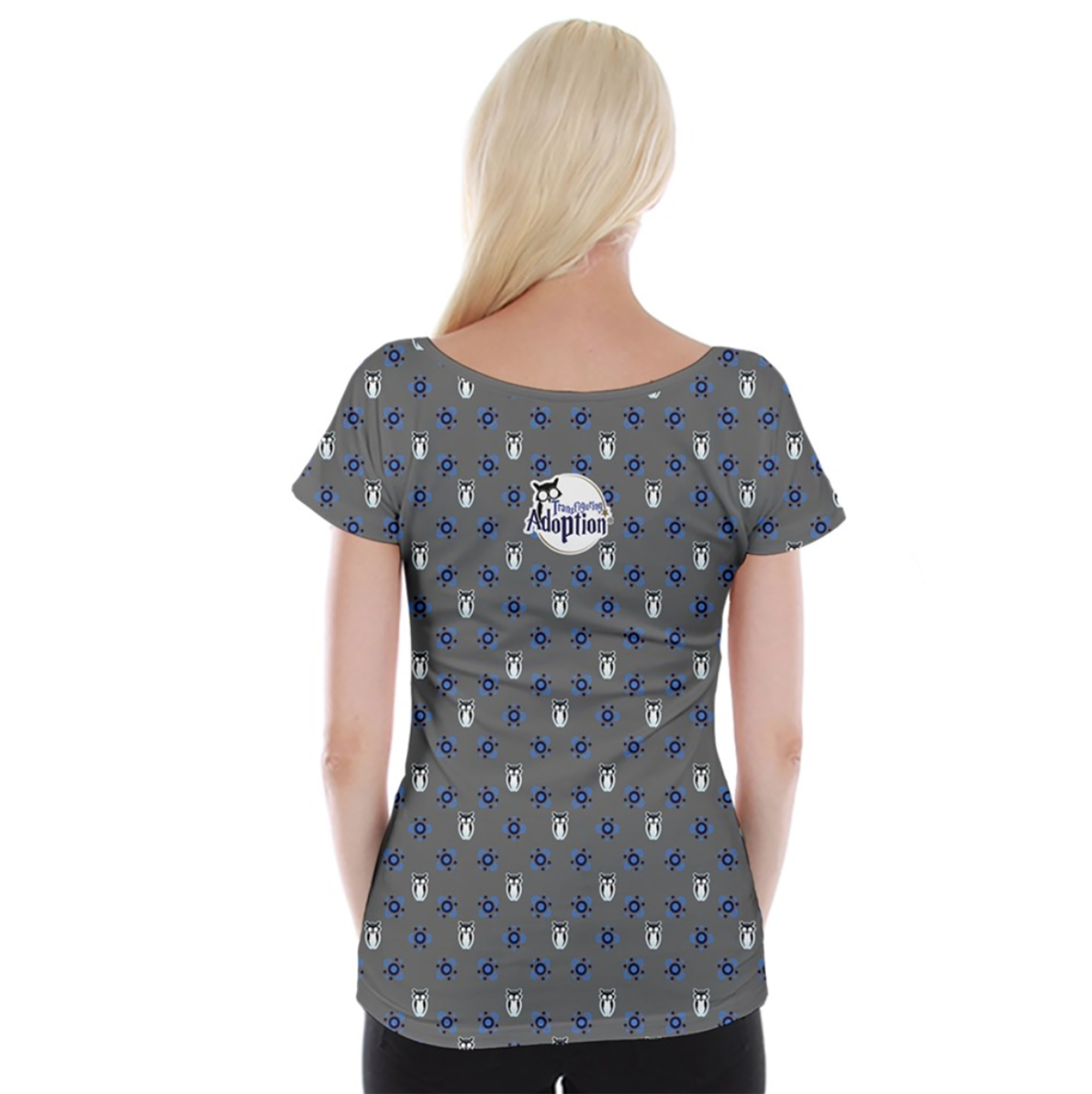Blue/gray Pattern Owl Cap Sleeve Top - Inspired by Ravenclaw