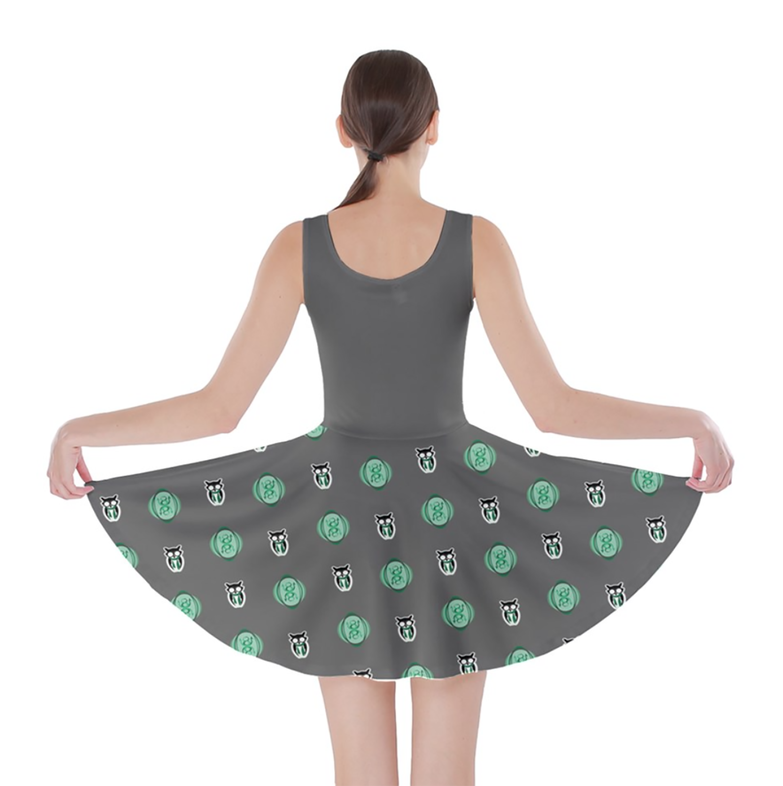 Owl (Green) Pattern Skater Dress - Inspired by Slytherin