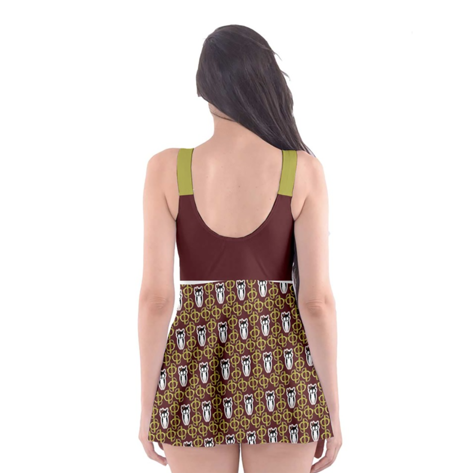 Red/gold Owl (women's) Skater Dress Swimsuit - Inspired by Gryffindor