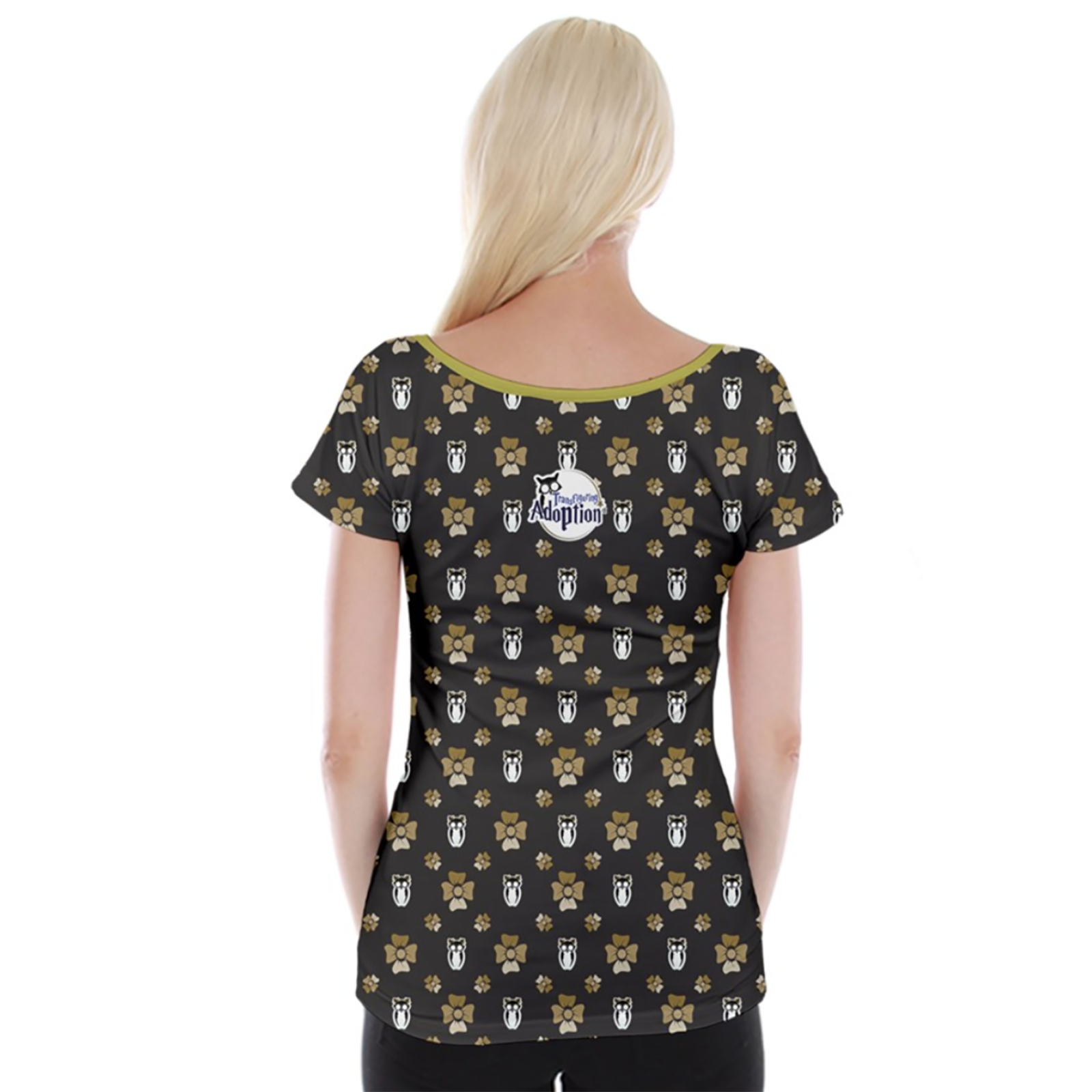 Yellow & Black Owl Pattern Cap Sleeve Top - Inspired by Hufflepuff