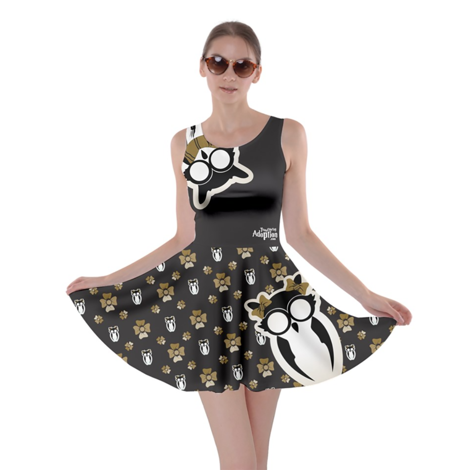 Yellow & Black Pattern Owl Skater Dress - Inspired by Hufflepuff