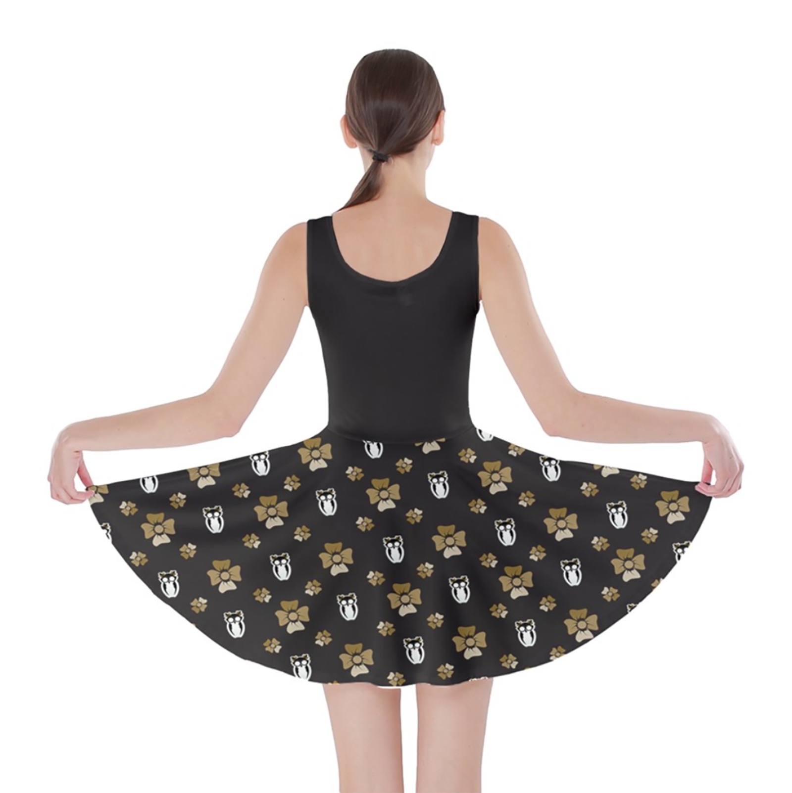 Yellow & Black Pattern Owl Skater Dress - Inspired by Hufflepuff