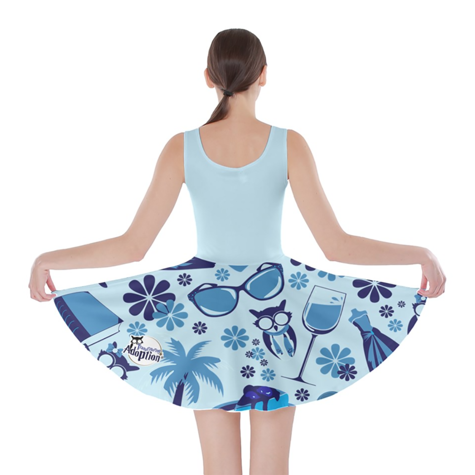 Self-Care Pattern Skater Dress (Blue)