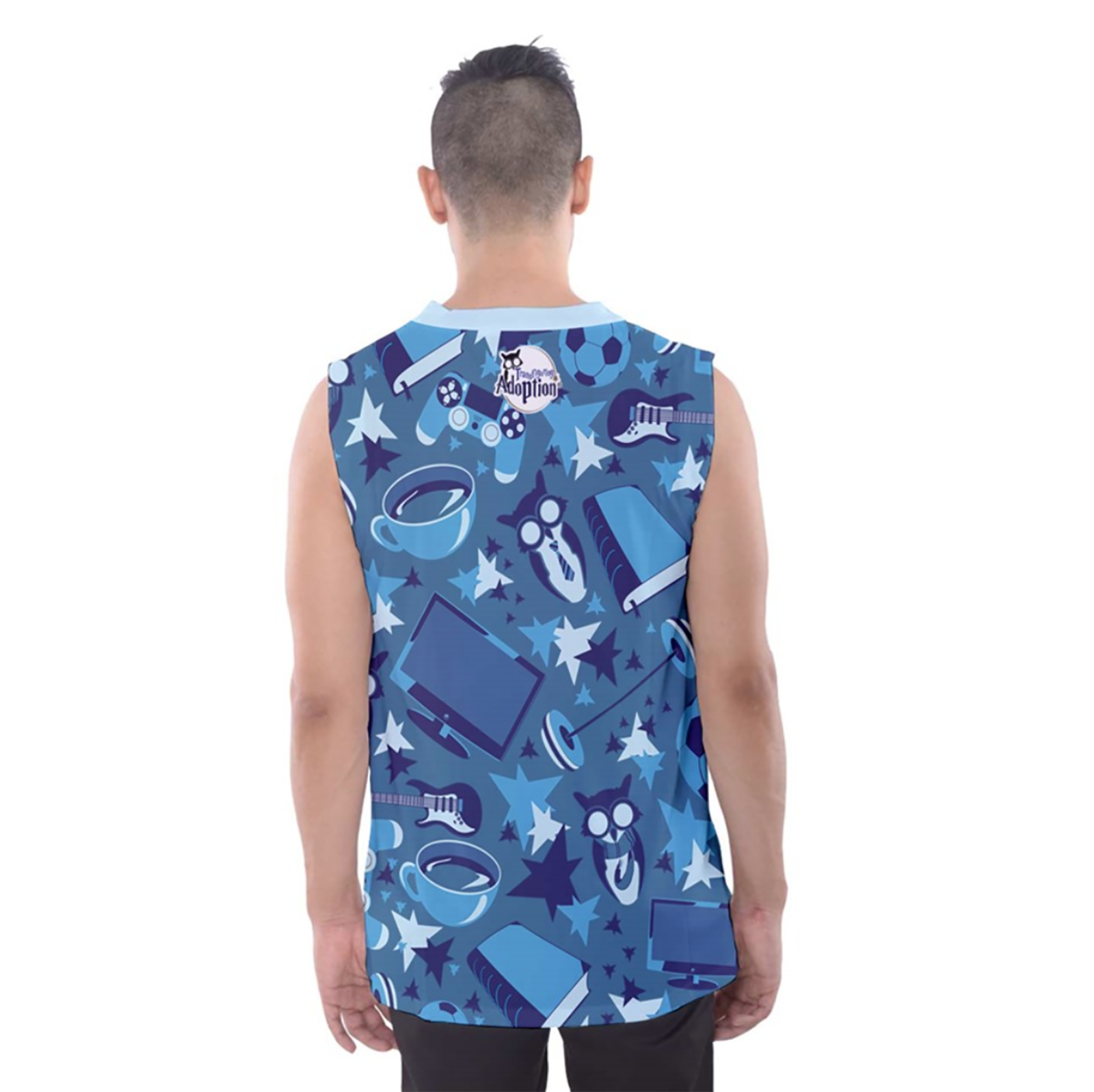 Self-Care Patterned Men's Tank Top (Blue)