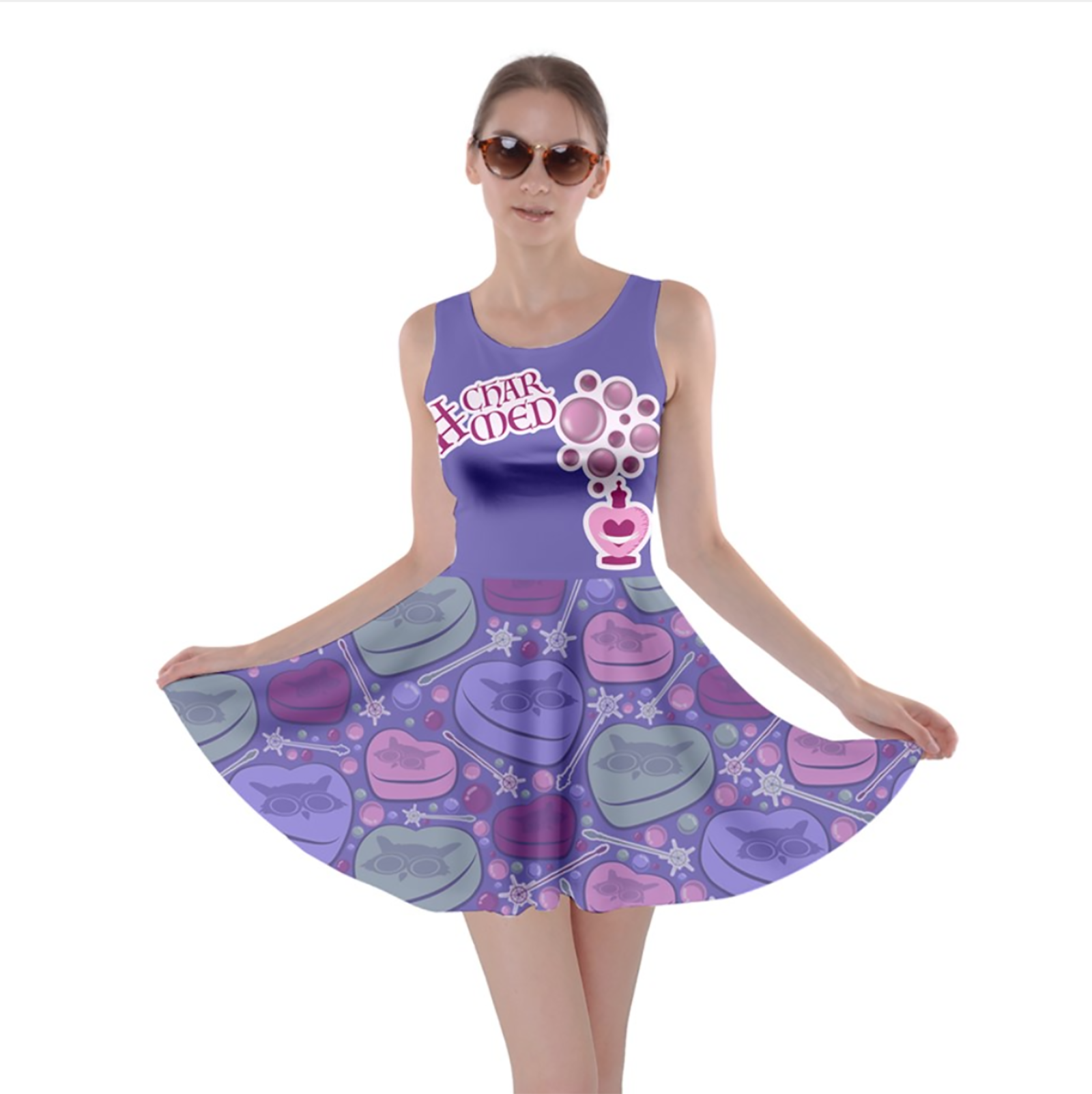 Charmed Pattern Skater Dress (Purple)