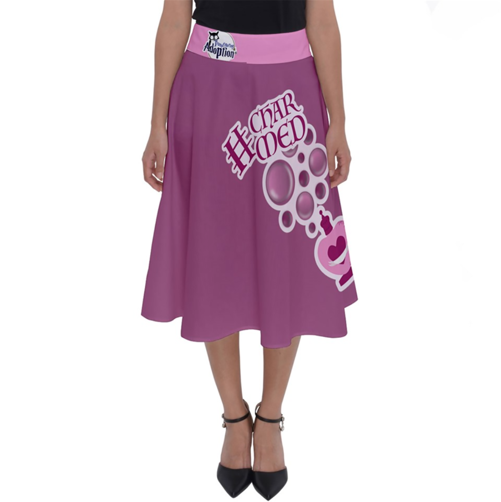 Charmed Perfect Length Midi Skirt (Pink Solid Colored)