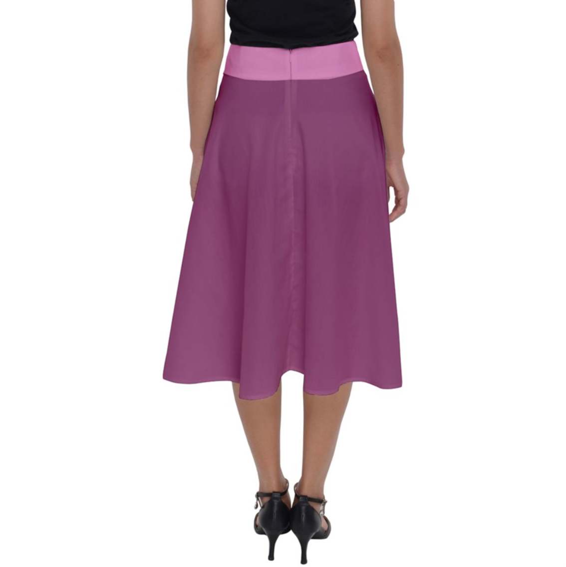 Charmed Perfect Length Midi Skirt (Pink Solid Colored)