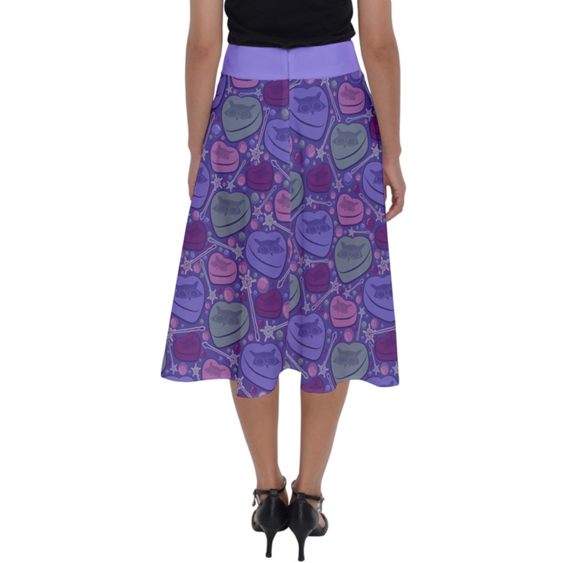 Charmed Perfect Length Midi Skirt (Purple Patterned)