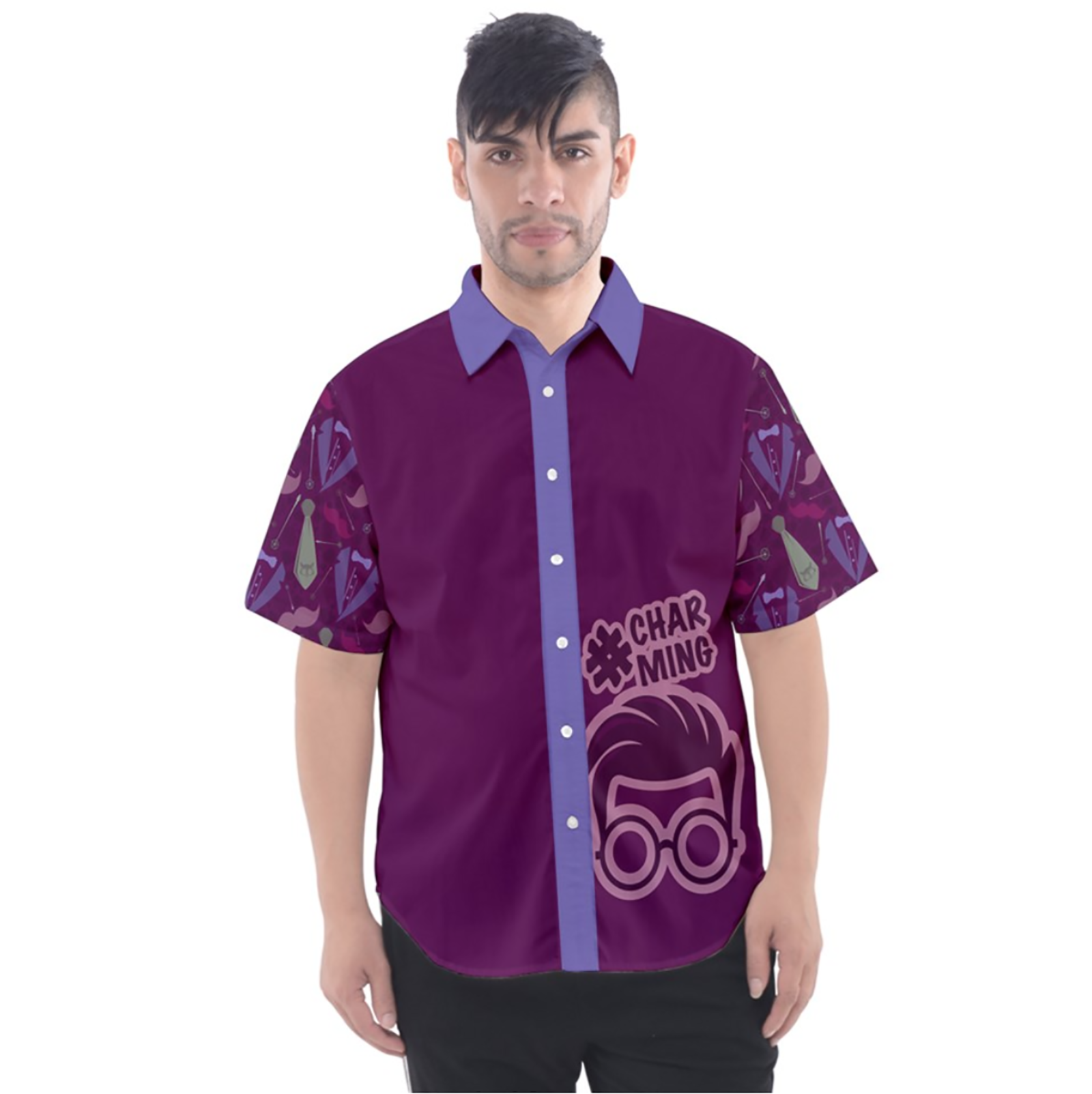 Charming Button Up Short Sleeve Shirt (Patterned)