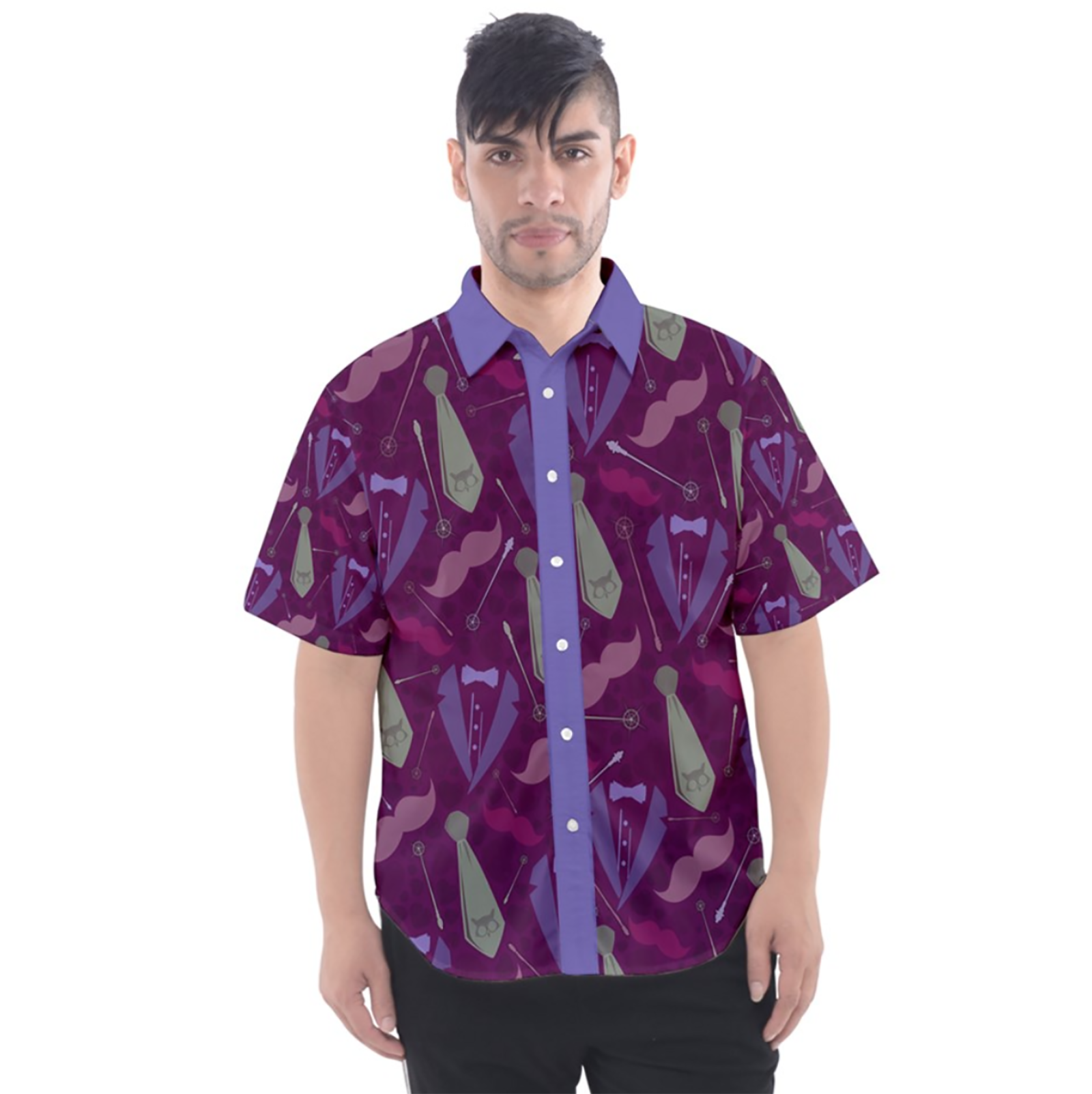 Charming Button Up Short Sleeve Shirt (Patterned)