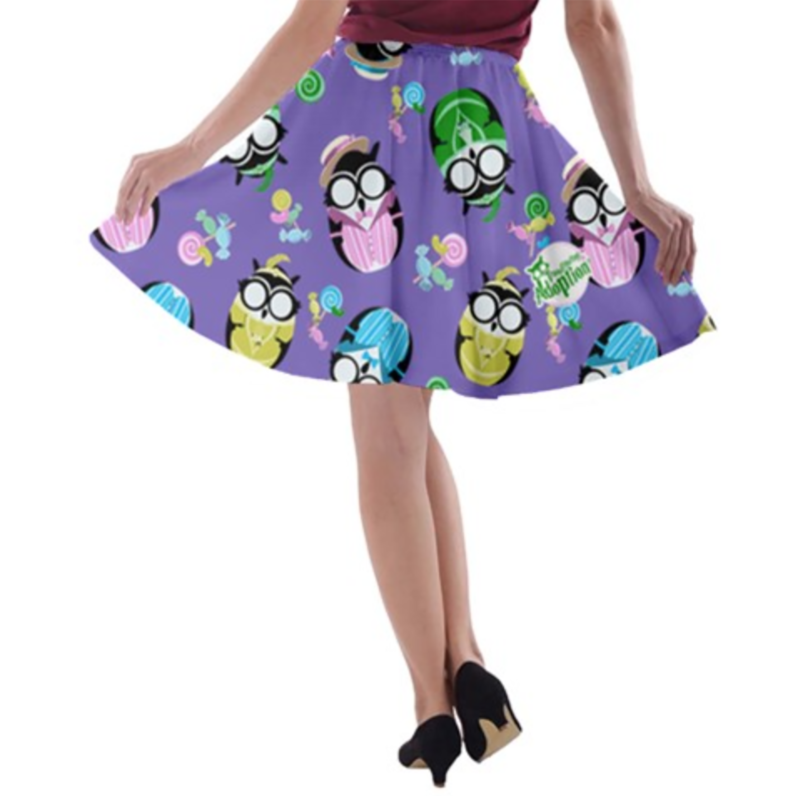Easter Egg Owl A-line Skater Skirt (Patterned)