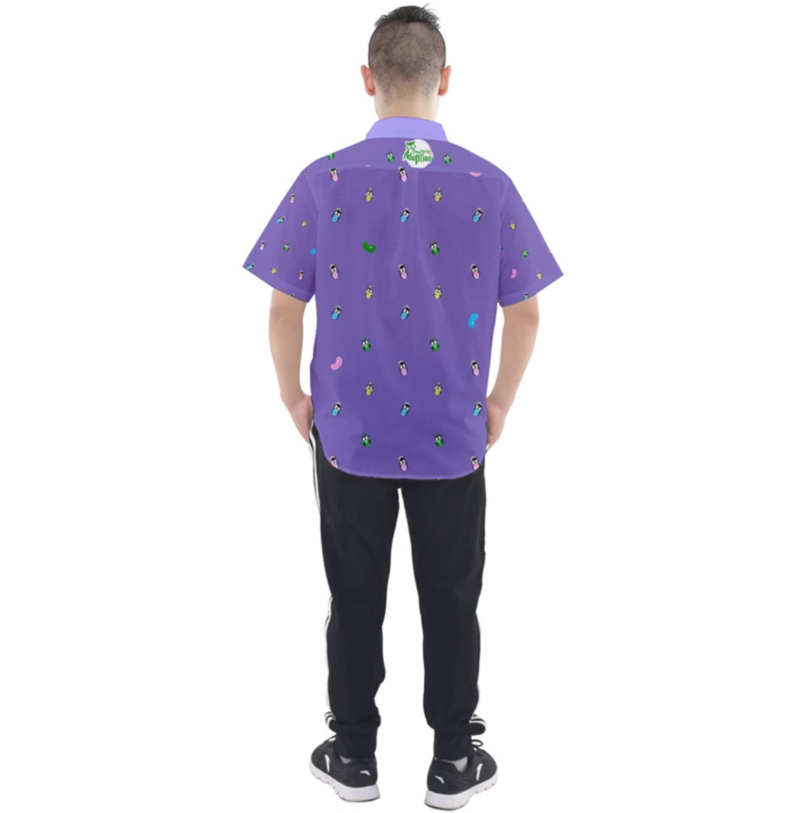 Easter Owl (Simple) Patterned Button Up Short Sleeve Shirt