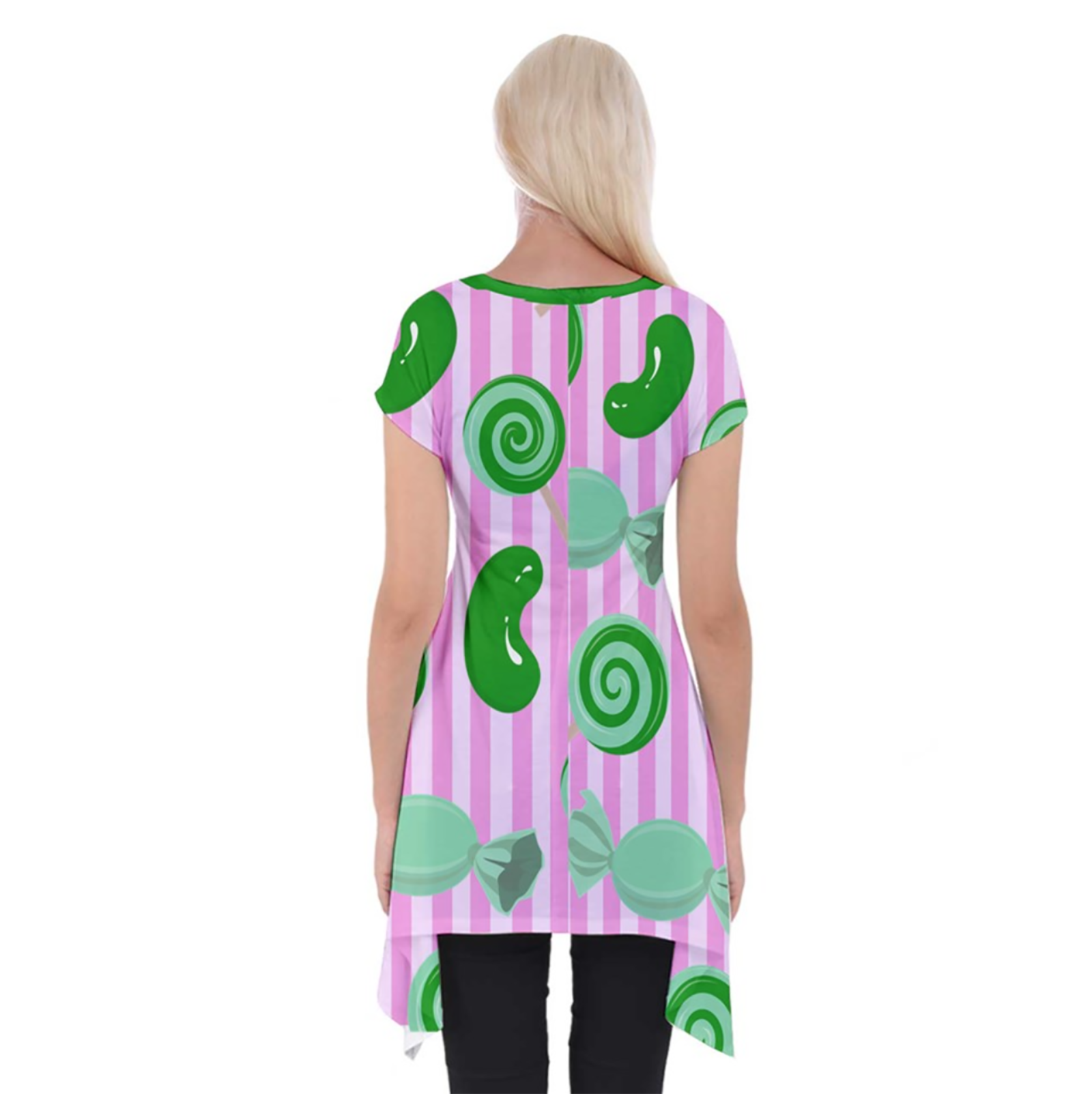 Candy Store Owl Women's Short Sleeve Side Drop Tunic (candy pattern)