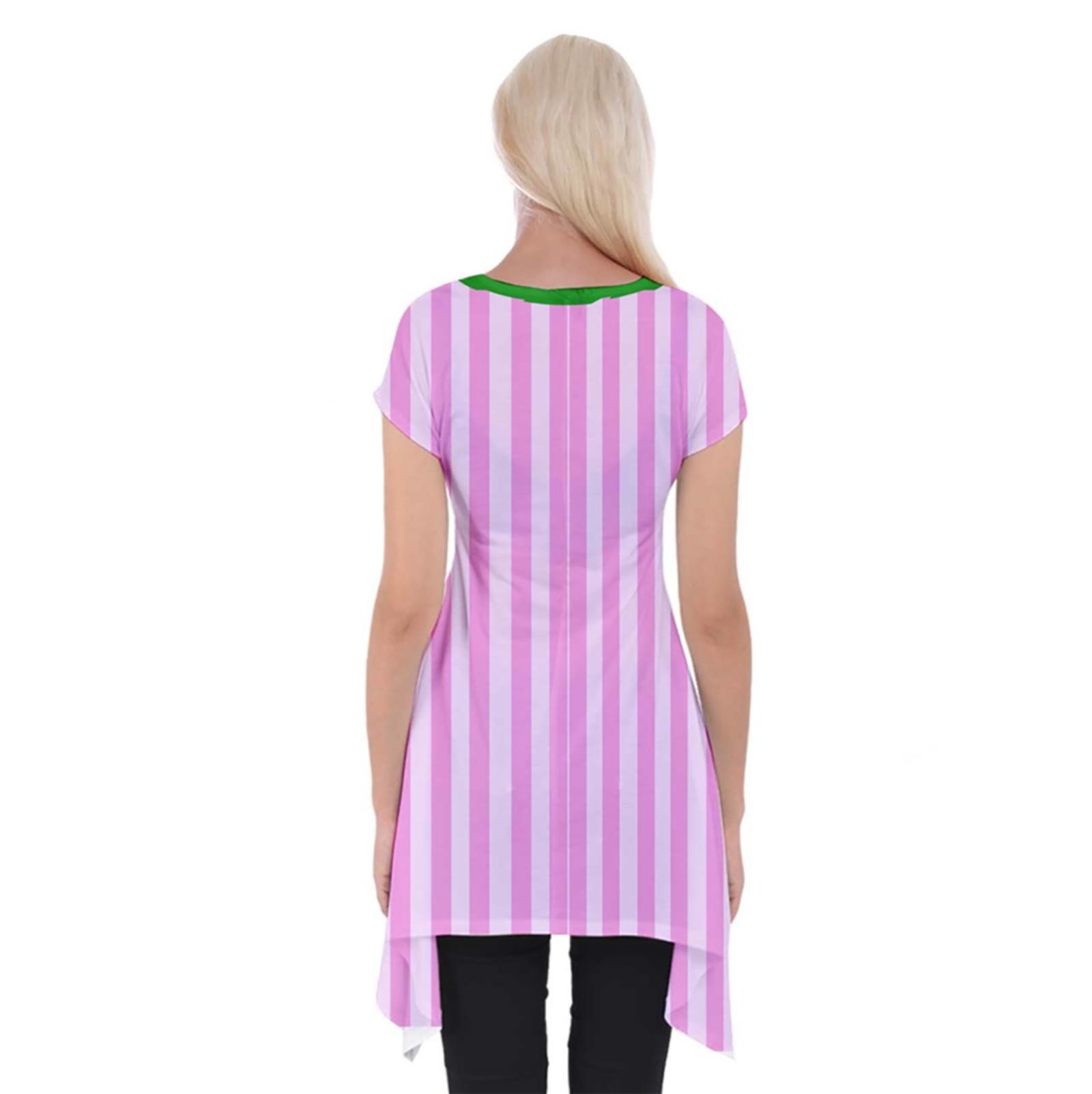 Candy Store Owl Women's Short Sleeve Side Drop Tunic (pink background)
