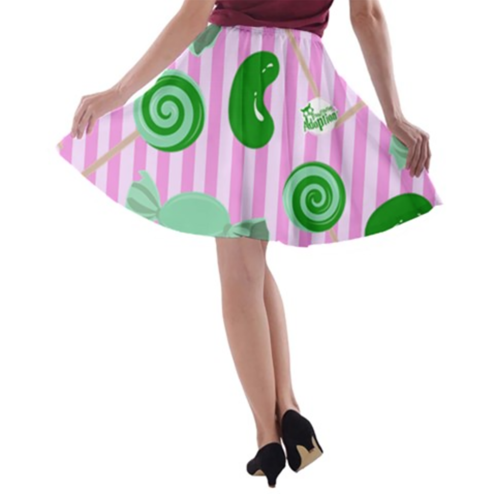 Candy Store Owl A-line Skater Skirt (Candy Pattern)