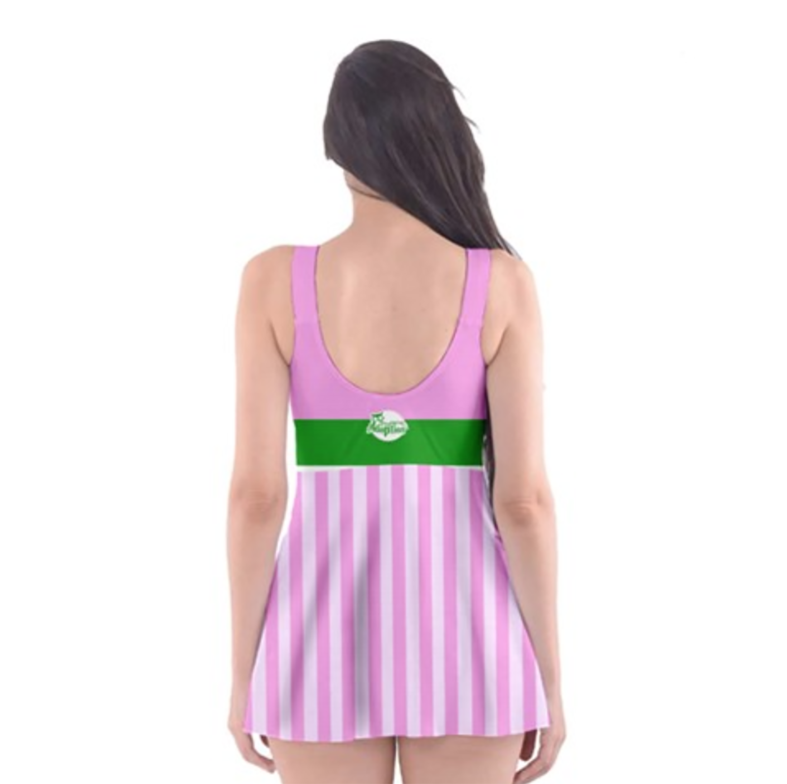 Candy Store Owl Skater Dress Swimsuit (Striped Pattern)