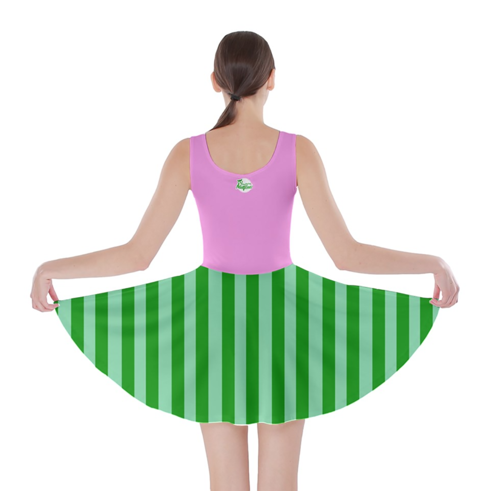 Candy Store Owl Skater Dress (green striped pattern)