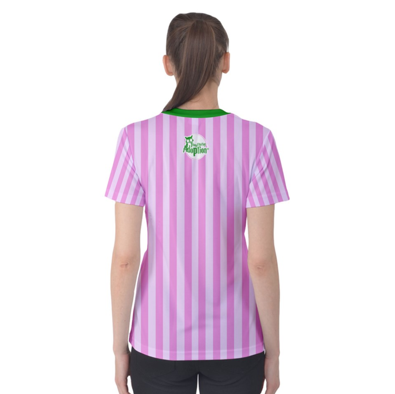 Candy Store Owl Women's Cotton Tee (Striped pattern)