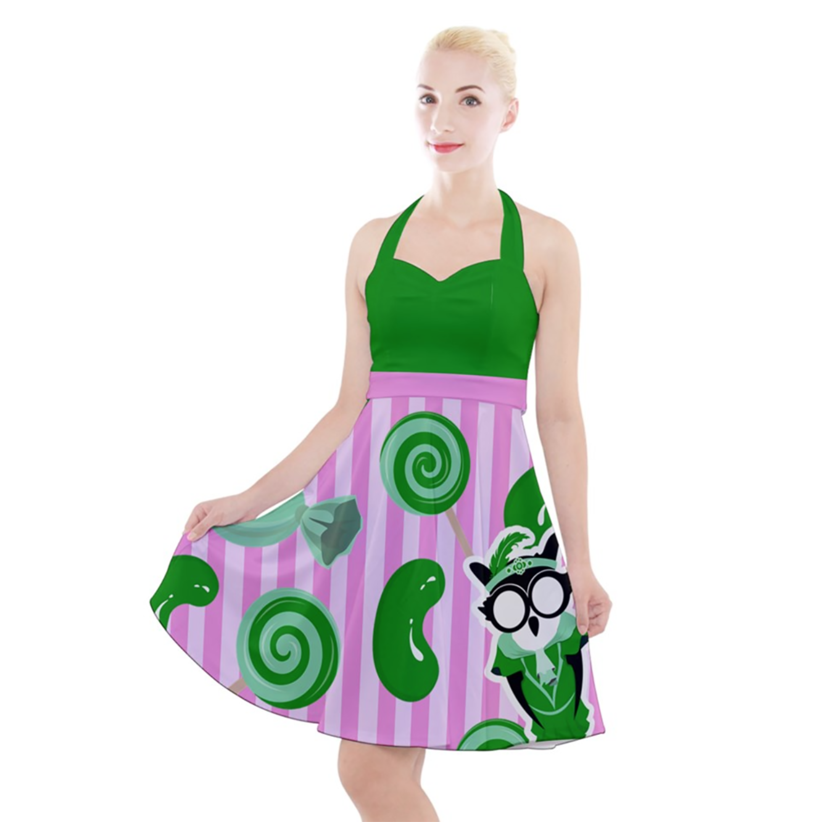 Candy Store Owl Halter Party Swing Dress