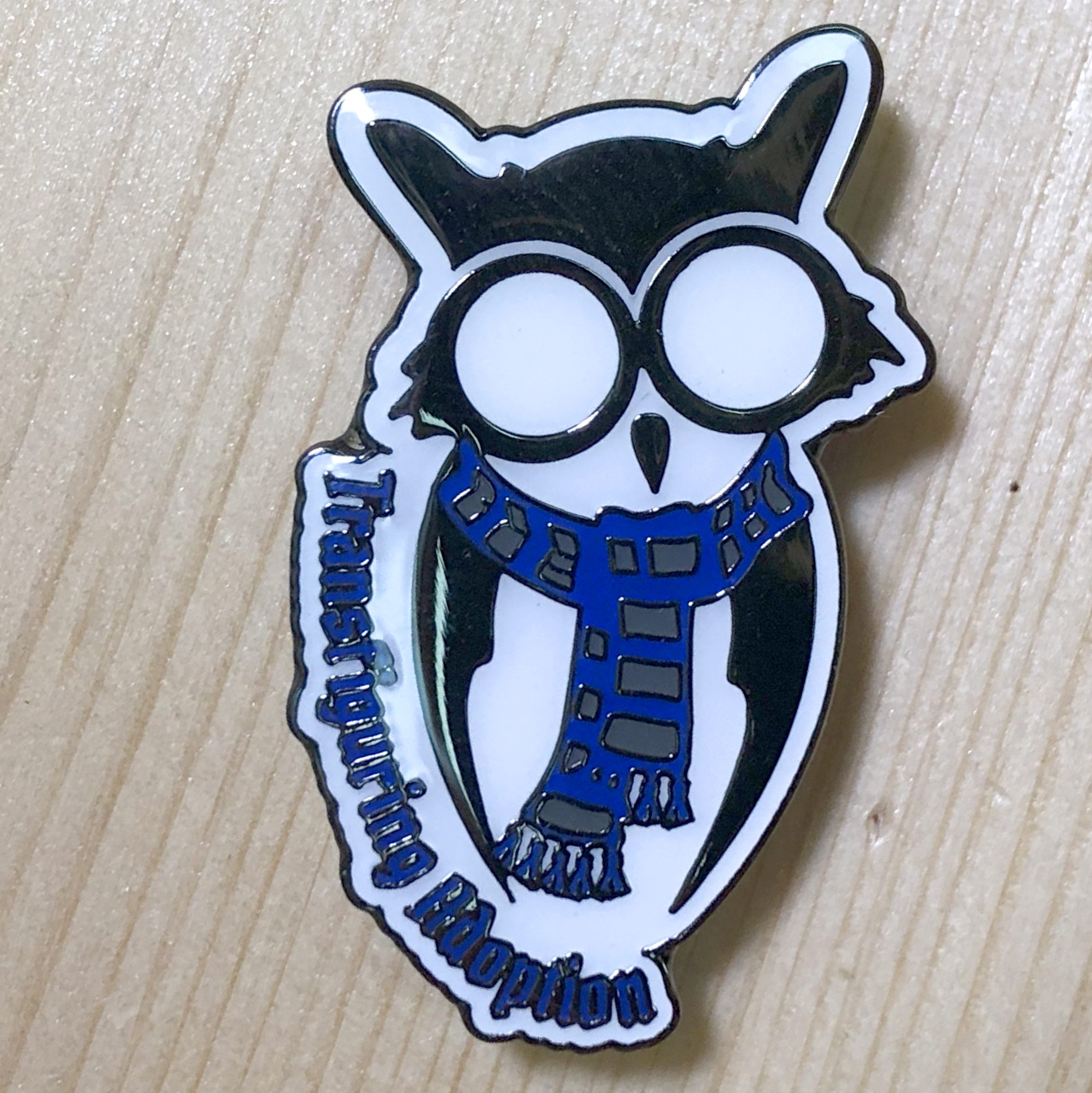 Owl Pin (Blue/Silver Scarf)