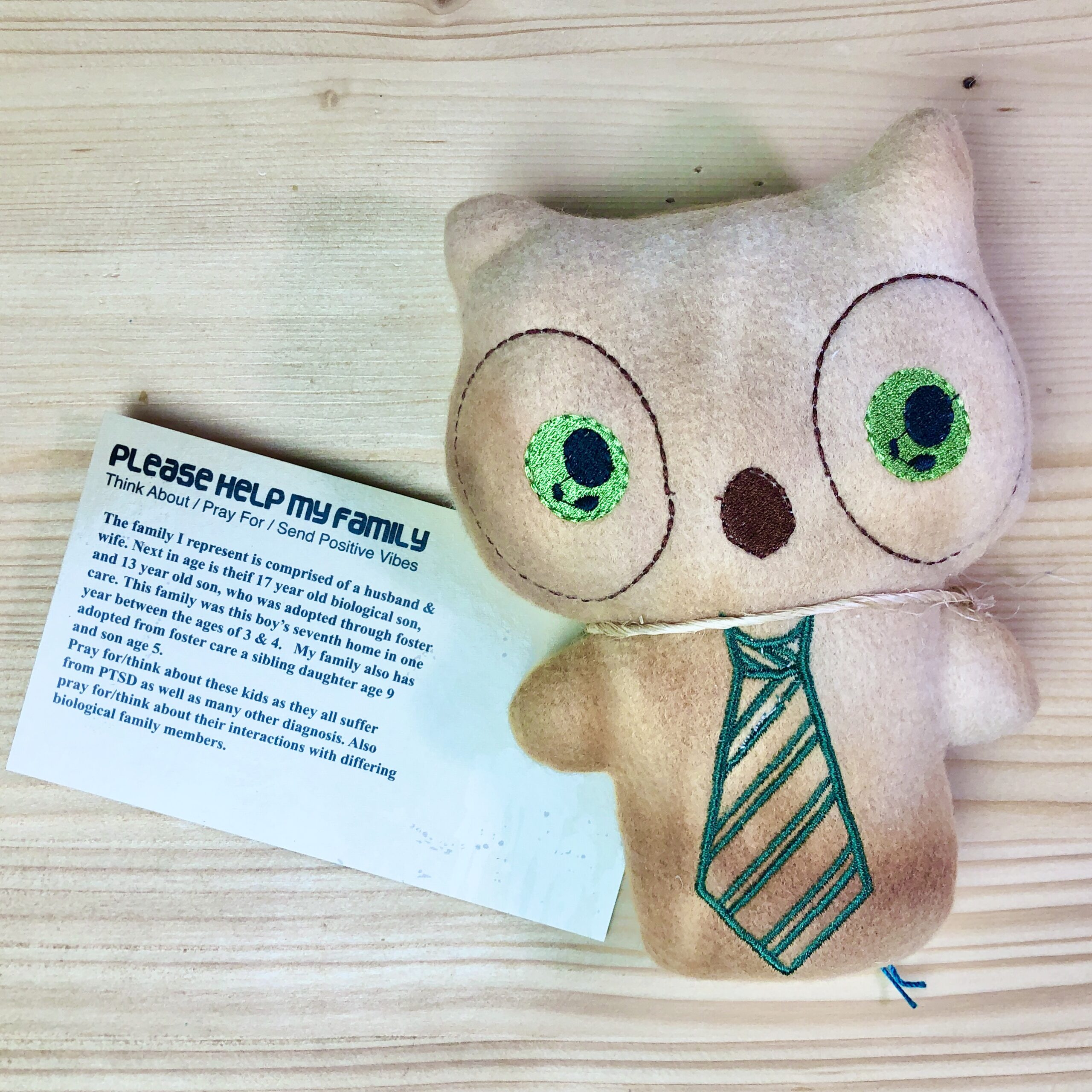 Stuffed Owl Plushie: Adopt A Family